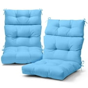 INTER HUT 46 x 22 in Patio High Back Cushions (Set of 2), Adirondack Rocking Chair Cushions Rocking Chair Cushion with Ties, Light Blue